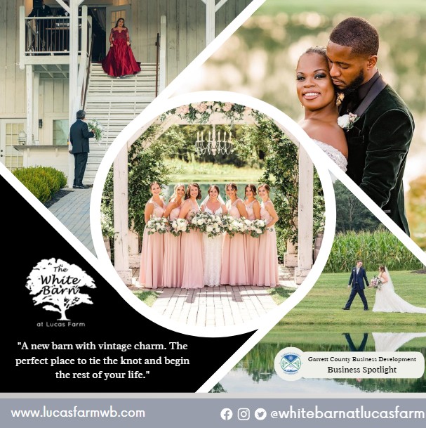 Todays Business Spotlight 📣 is on the White Barn at Lucas Farm! 
Visit them at www.lucasfarmwb.com or The White Barn at Lucas Farm
Follow us to see more daily Garrett County Business Spotlights!
If you are interested in having your business featured contact Connor Norman at cnorman@garrettcountymd.gov. #businessdevelopment #garrettcountymd